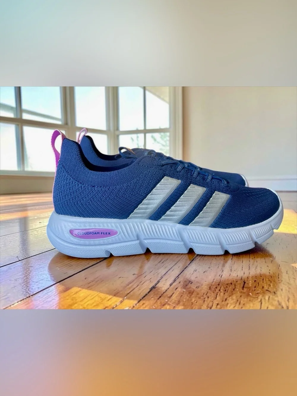 adidas Cloudfoam Flex Slounge NEW Women’s Size 7 WIDE (US) Blue/Silver/Lilac